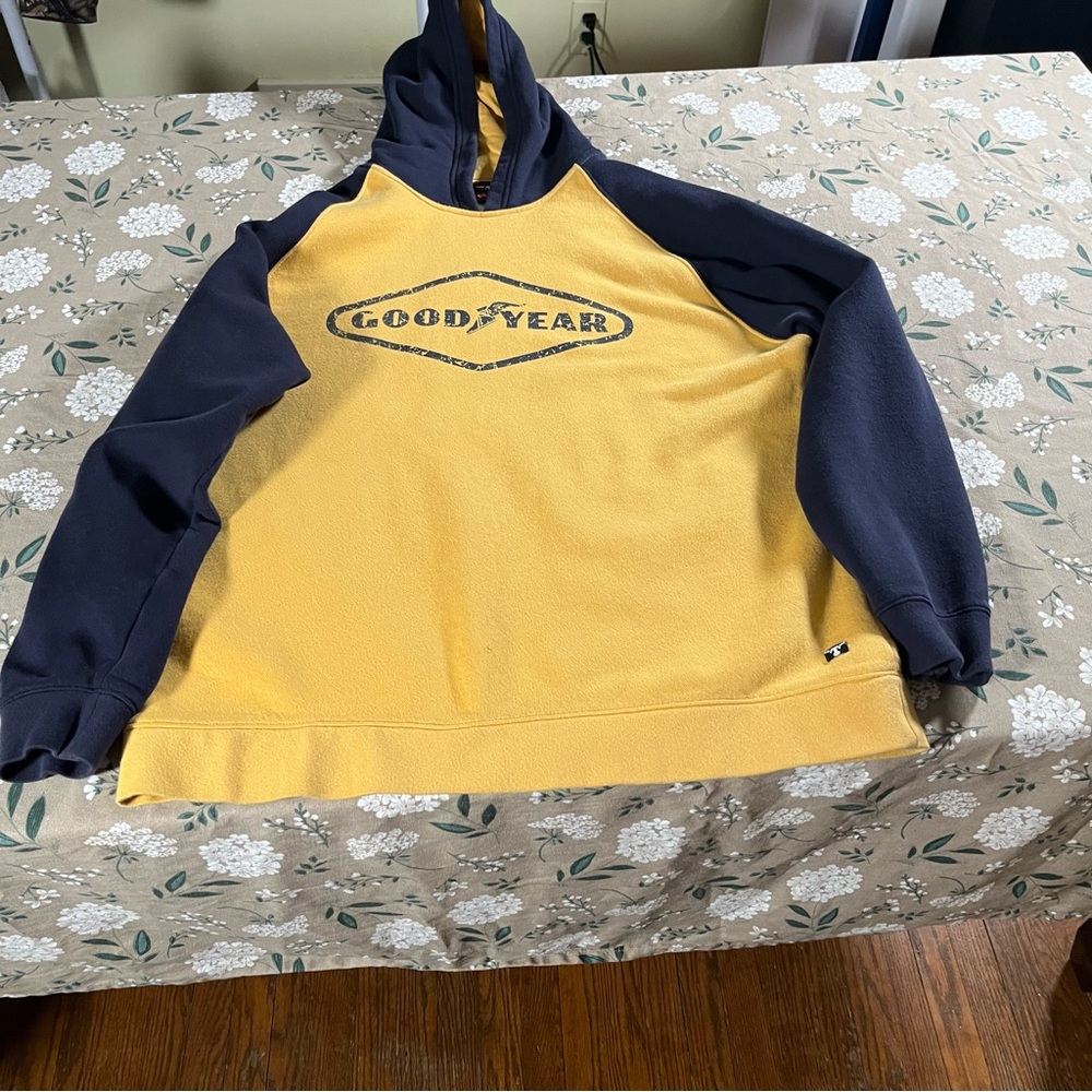 Vintage Goodyear Tires Hoodie Men’s Large Yellow Racing Y2k 90s